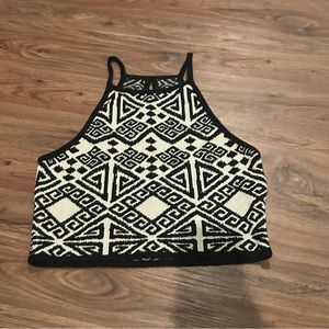 Patterned high neck crop top size large